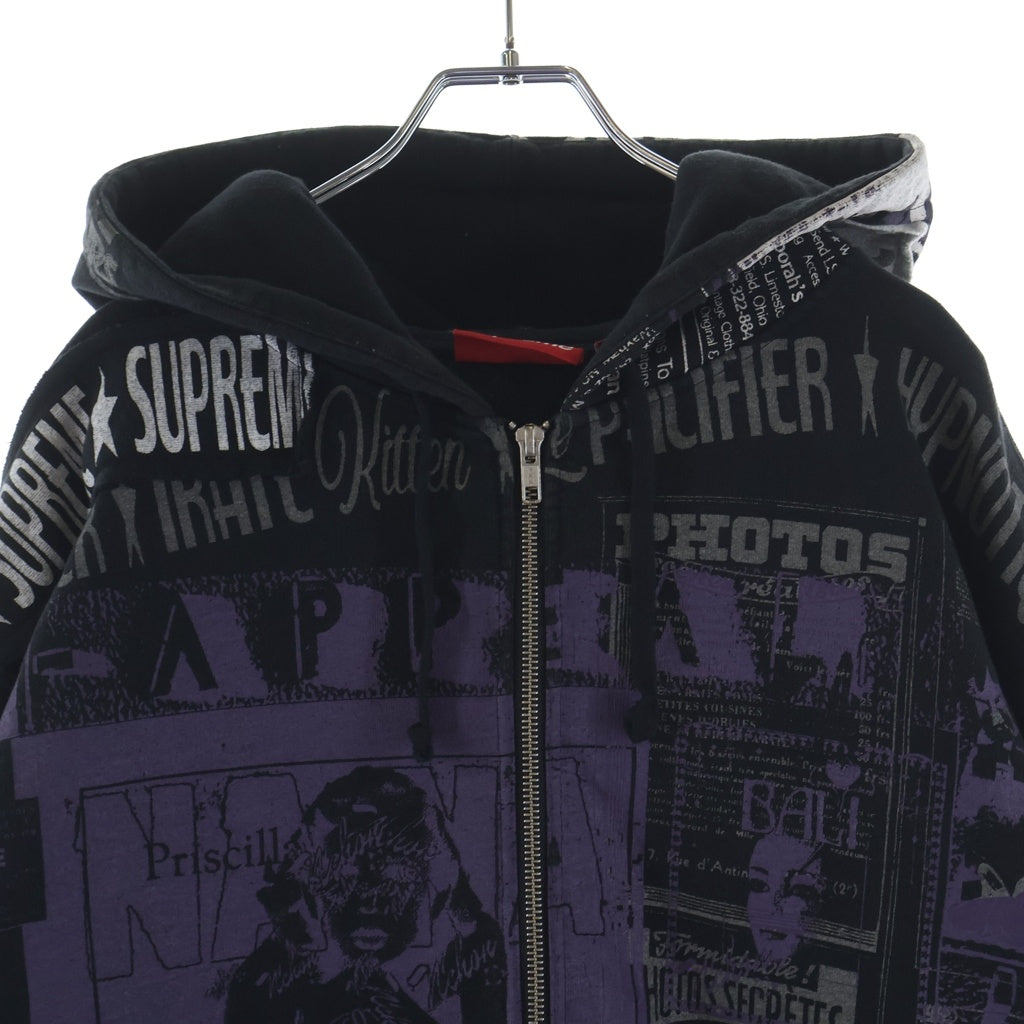 SUPREME(シュプリーム) 24SS Collage Zip Up Hooded Sweat コラージュ ジップ アップ フーディー スウェット ブラック/パープル