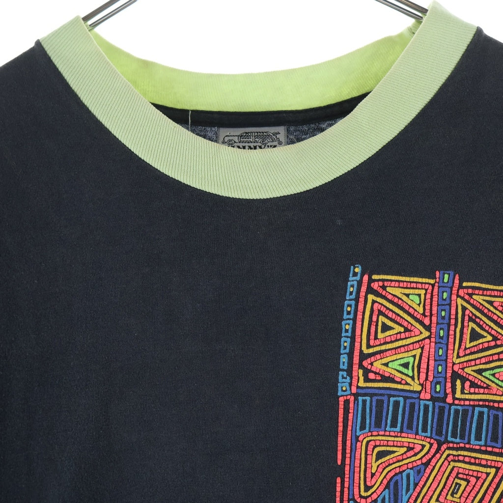 VINTAGE(ヴィンテージ) 90s JIMMYZ ジミーズ リブカラー 裾袖シングル Tシャツ ブラック -