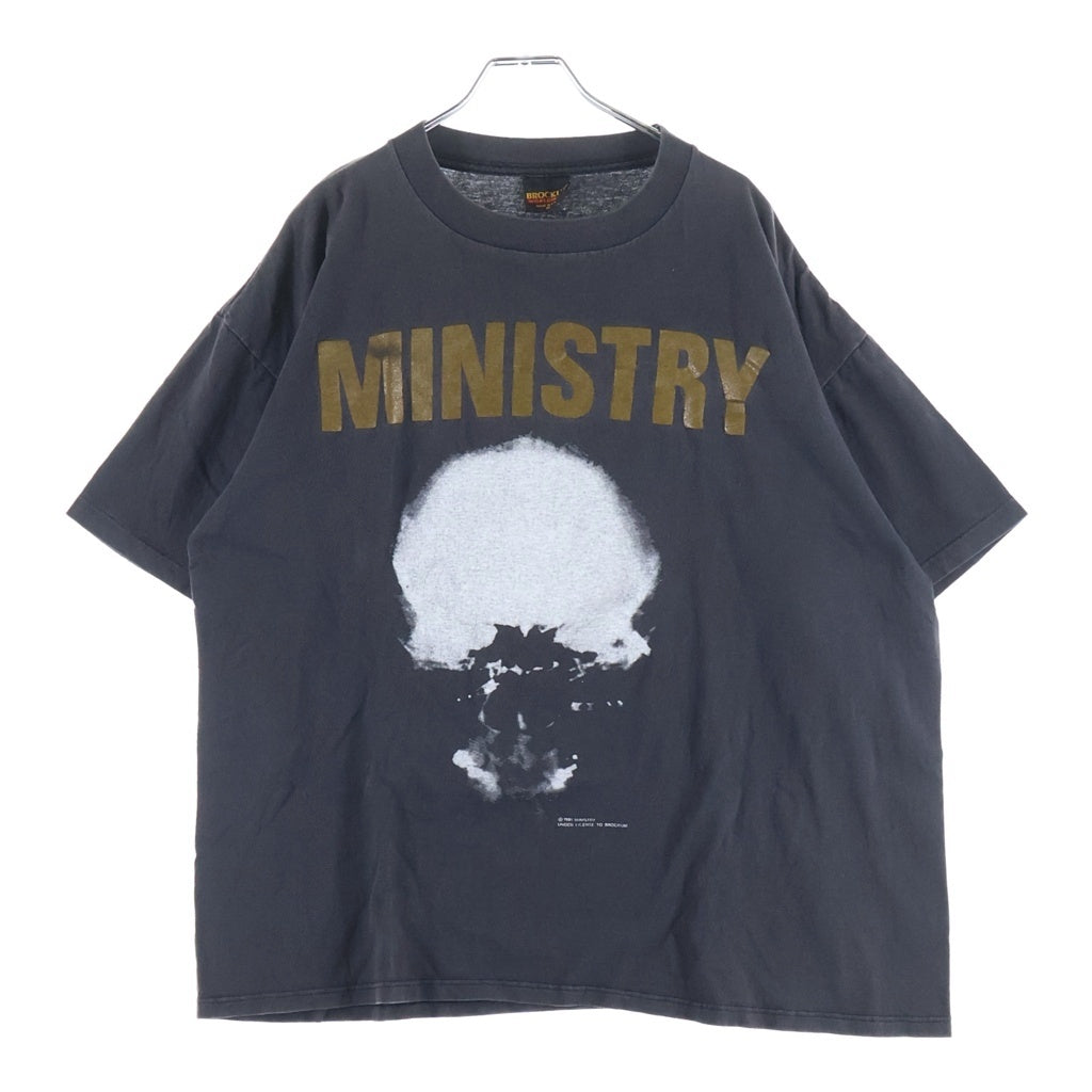 VINTAGE(ヴィンテージ) 90s MINISTRY ミニストリー 袖シングル 袖ダブル クルーネックTシャツ ブラック -