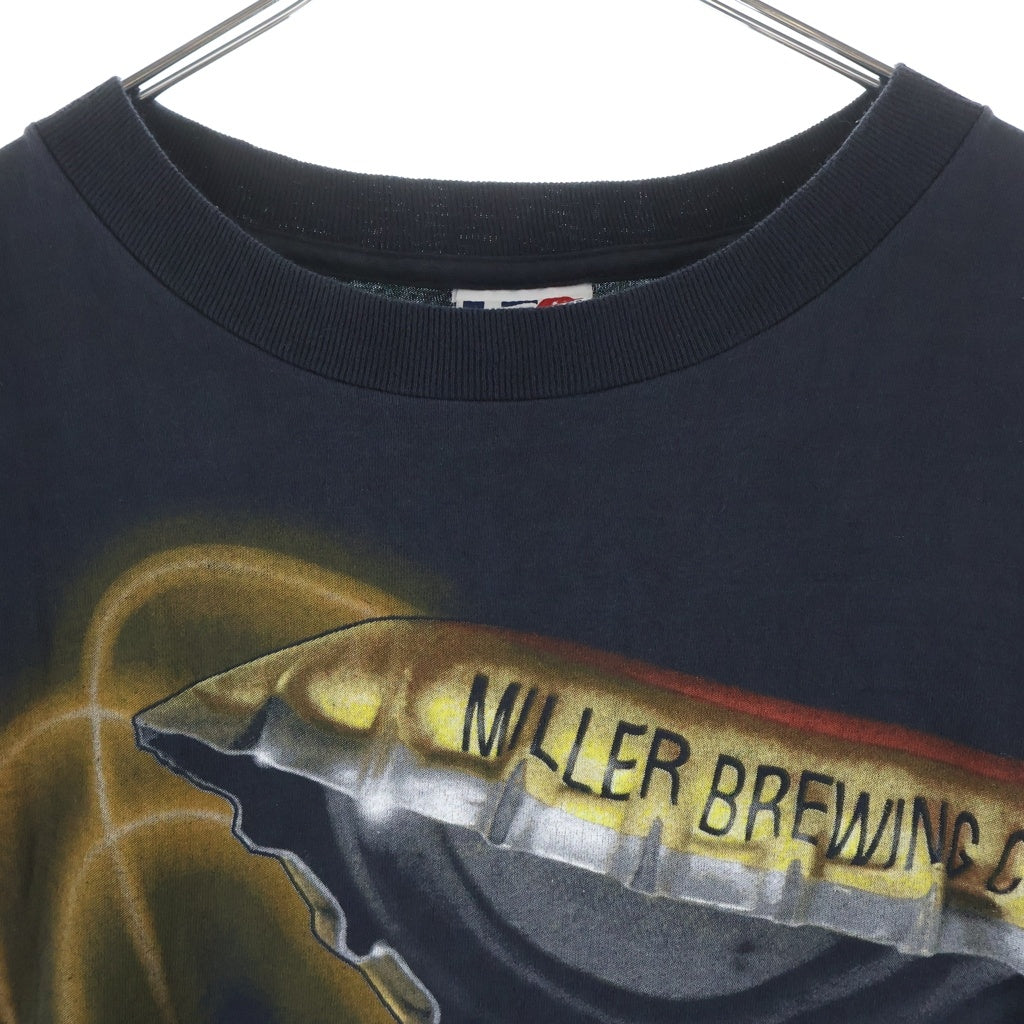 VINTAGE(ヴィンテージ) 90s MILLER BEER ビール 企業 クルーネックTシャツ ブラック -