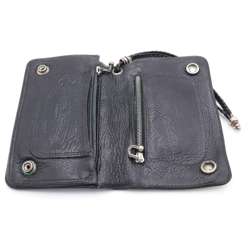 CHROME HEARTS(クロムハーツ) 2ZIP STRAP 2ジップストラップ ストラップ付クロスボールボタン レザーウォレット 財布 ブラック