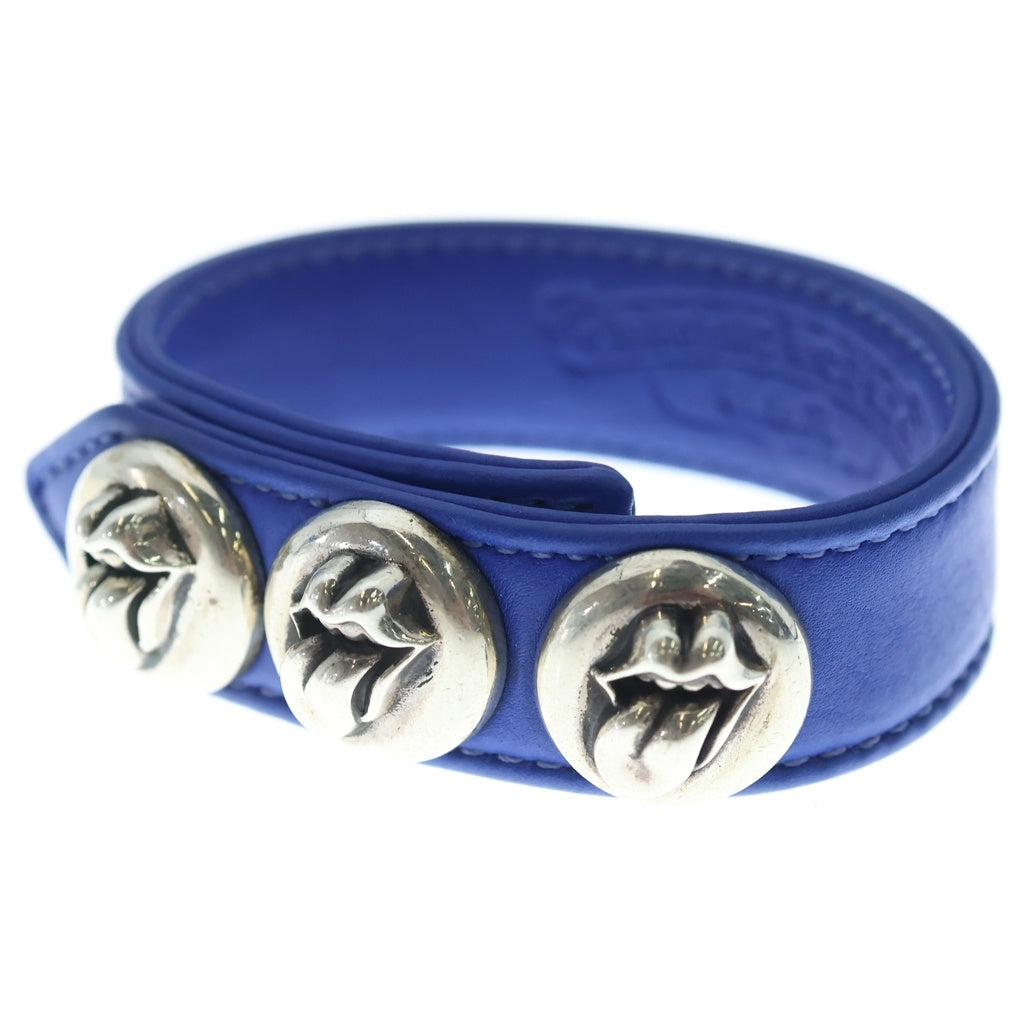 CHROME HEARTS(クロムハーツ) 3BTN 2SNP L&T リップアンドタン 3ボタン2スナップ レザーブレスレット ブルー