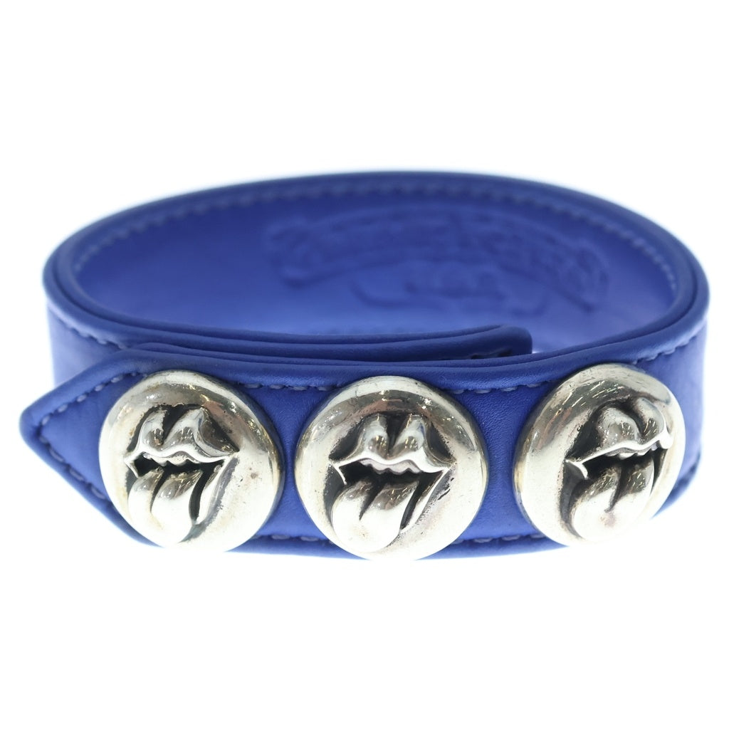 CHROME HEARTS(クロムハーツ) 3BTN 2SNP L&T リップアンドタン 3ボタン2スナップ レザーブレスレット ブルー