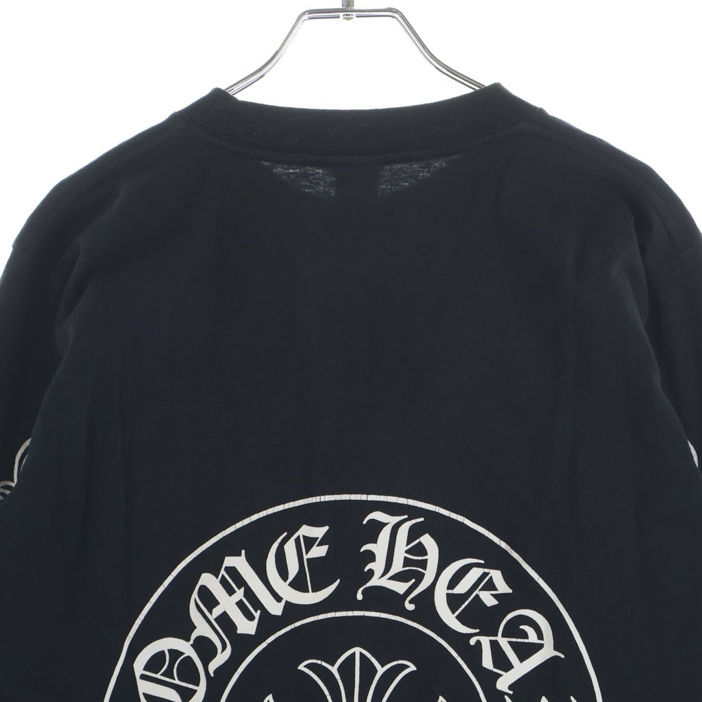 CHROME HEARTS(クロムハーツ) OLD HORSE SHOE L/S TEE オールド ホースシュー ロンドン限定 ロゴプリント ロングスリーブ クルーネック長袖ポケットTシャツ カットソー ブラック