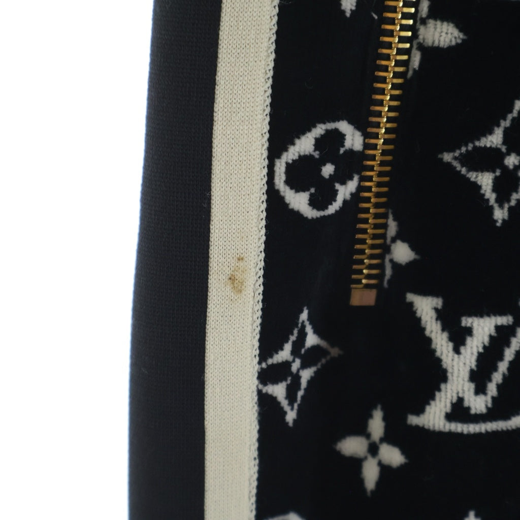 LOUIS VUITTON(ルイヴィトン) モノグラム サイドライン ジップ ベロア スウェットパンツ ブラック RW231W RC3 FOJX09