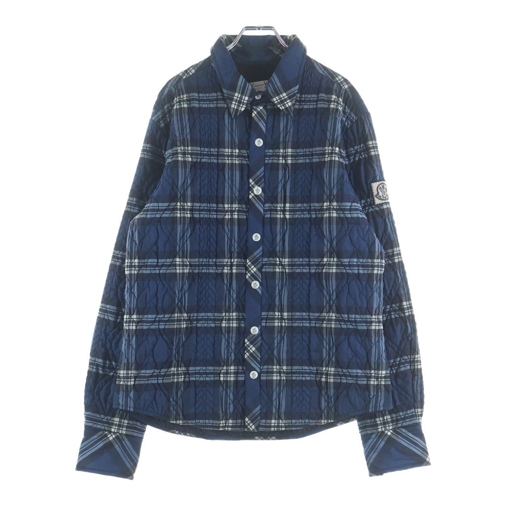 MONCLER GAMME BLEU(モンクレール・ガム・ブルー) キルティング ロゴワッペン チェックシャツ ジャケット ブルー 323915200780