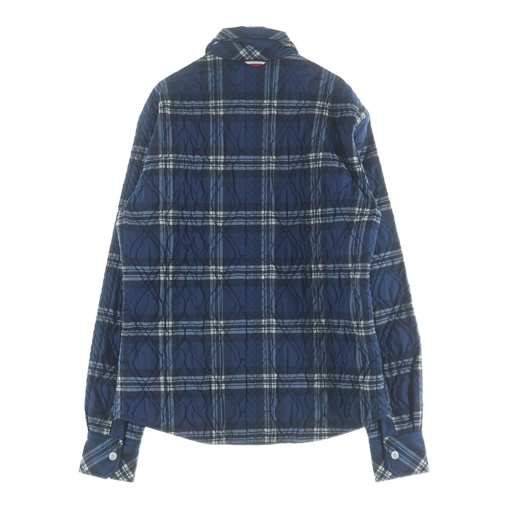 MONCLER GAMME BLEU(モンクレール・ガム・ブルー) キルティング ロゴワッペン チェックシャツ ジャケット ブルー 323915200780