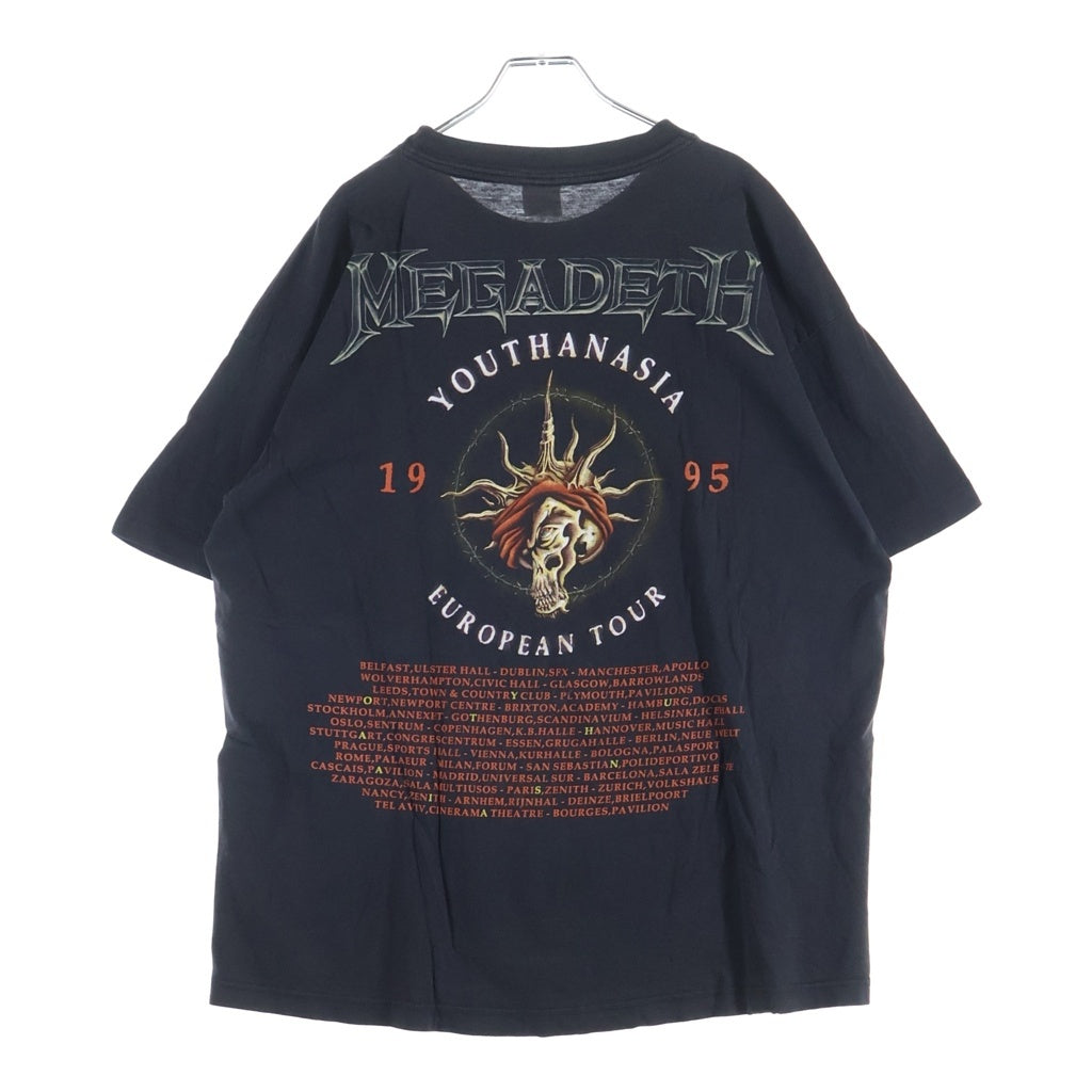 VINTAGE(ヴィンテージ) 90s MEGADETH 1995 YOUTHANASIA EUROPEAN TOUR クルーネックTシャツ ブラック -