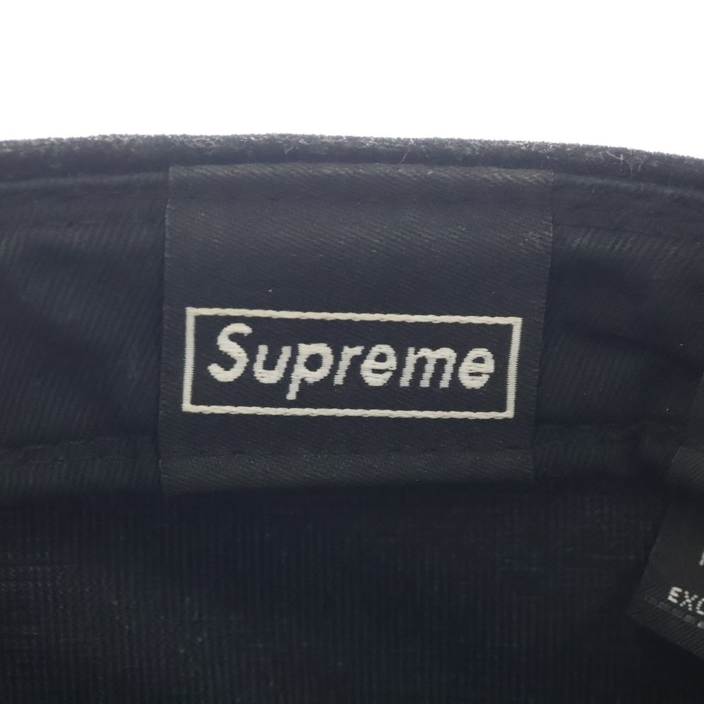SUPREME(シュプリーム) ×New Era Velor Box Logo Cap ベロア ボックスロゴ ベースボールキャップ ブラック