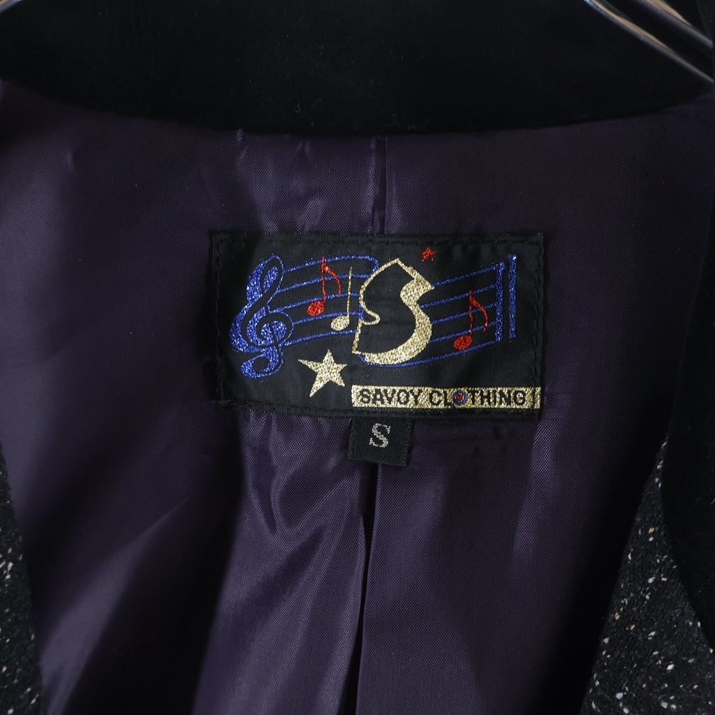 NO BRAND(ノーブランド) savoy clothing ウール ネップ ベロアラペル ベロアパイピング テーラード ブラック -