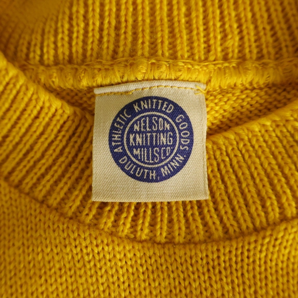 VINTAGE(ヴィンテージ) 40s NELSON KNITTING MILLSCO ロングリブ ウール レタードセーター イエロー -