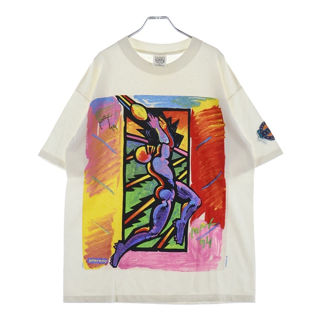 VINTAGE(ヴィンテージ) 90s PETER MAX SUPRE BOWL WILDOATS ピーターマックス 裾袖シングル クルーネックTシャツ ホワイト -