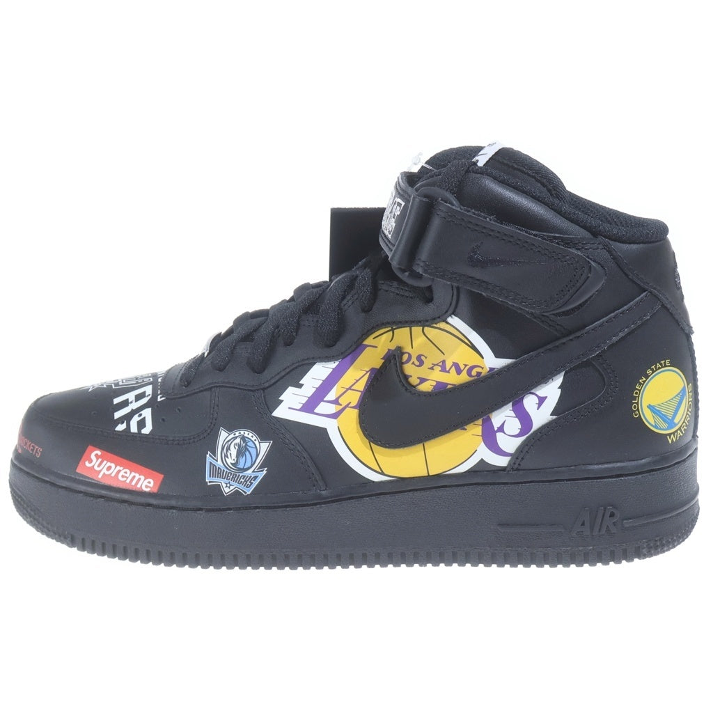 NIKE(ナイキ) ×SUPREME AIR FORCE 1 MID NBA TEAM ナイキ エアフォース1 ミッド エヌビーエーチーム ミドルカットスニーカー US9/27.0cm ブラック AQ8017-001