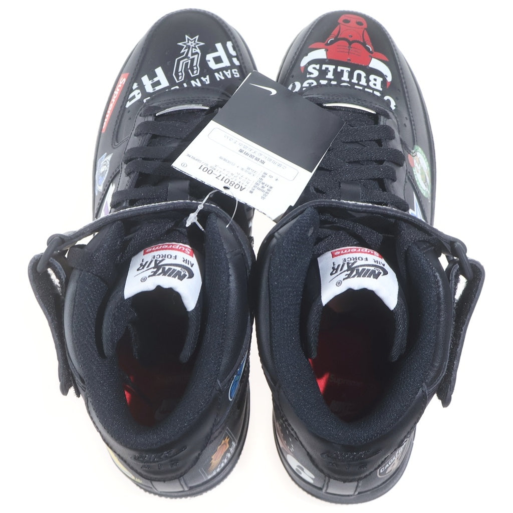 NIKE(ナイキ) ×SUPREME AIR FORCE 1 MID NBA TEAM ナイキ エアフォース1 ミッド エヌビーエーチーム ミドルカットスニーカー US9/27.0cm ブラック AQ8017-001