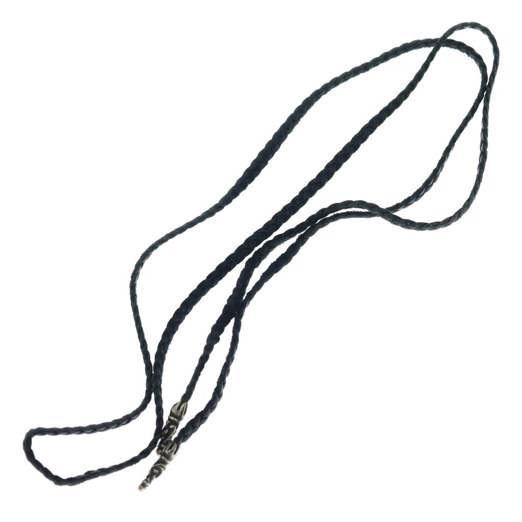 CHROME HEARTS(クロムハーツ) LEATHER BRAID スクロールレザーブレード シルバーネックレス ブラック/シルバー -