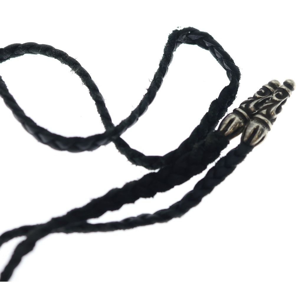 CHROME HEARTS(クロムハーツ) LEATHER BRAID スクロールレザーブレード シルバーネックレス ブラック/シルバー -