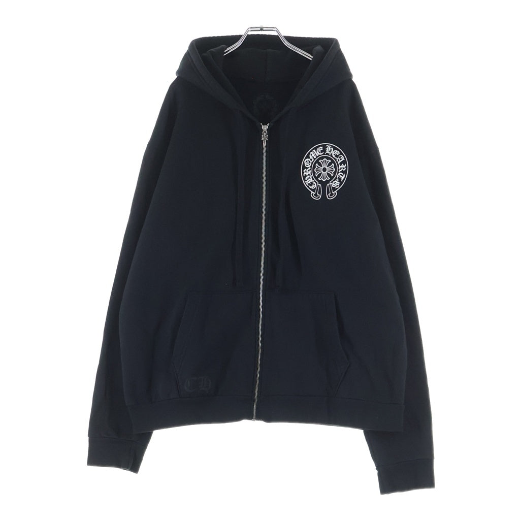CHROME HEARTS(クロムハーツ) SWTSHRT HD ZIP 大阪限定バックホースシューダガージップ プルオーバーパーカー ブラック
