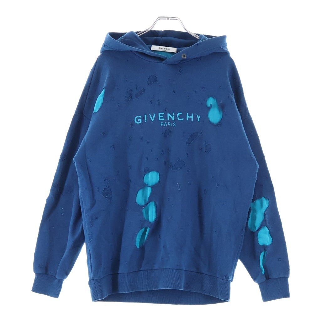 GIVENCHY(ジバンシィ) DESTROY HOODIE デストロイドフーディ BMJ03H3Y42 プルオーバーパーカー ブルー