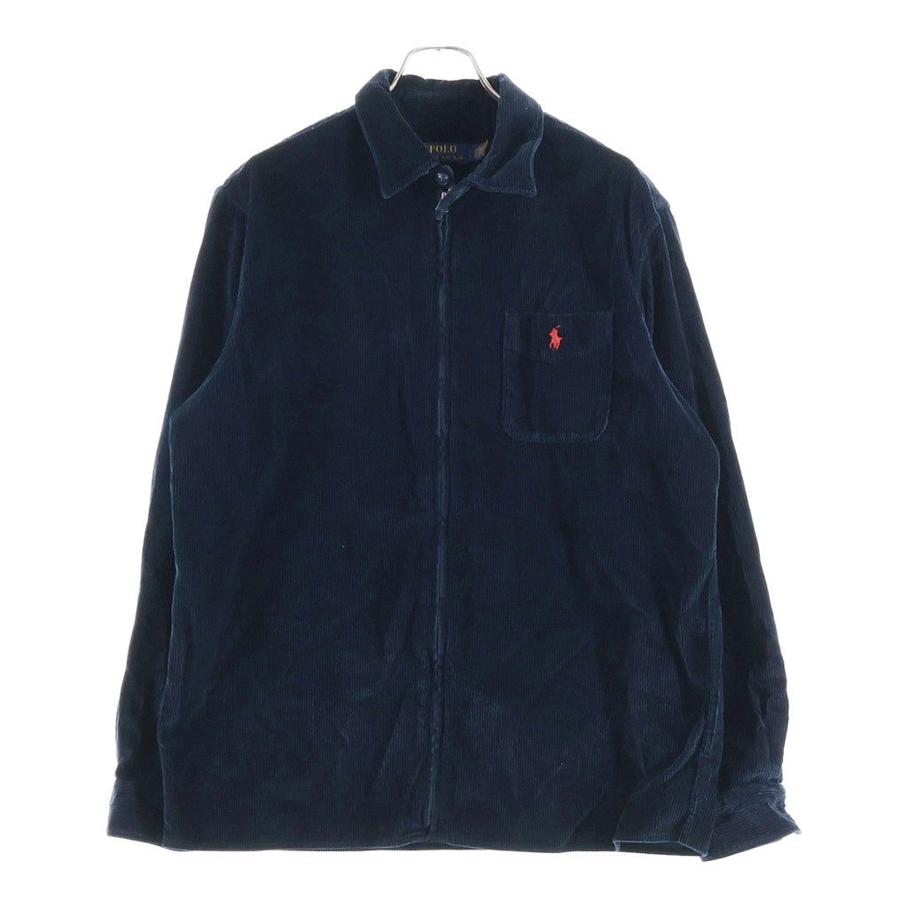 POLO RALPH LAUREN(ポロラルフローレン) チンスト 胸ポニー コーディロイ TALONジップ ジップアップシャツ ネイビー