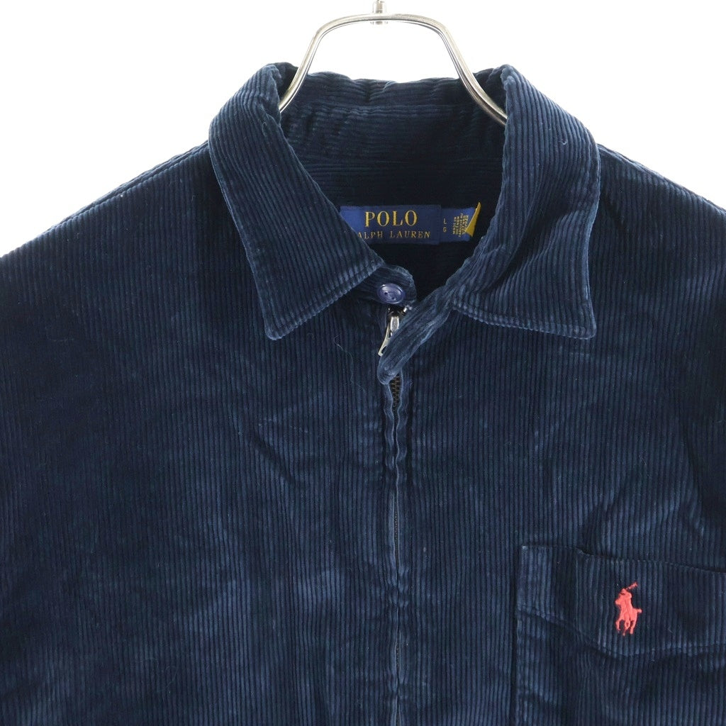 POLO RALPH LAUREN(ポロラルフローレン) チンスト 胸ポニー コーディロイ TALONジップ ジップアップシャツ ネイビー