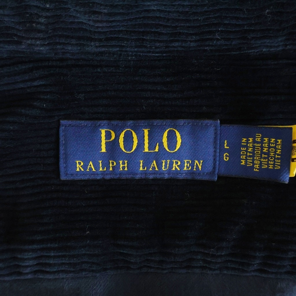 POLO RALPH LAUREN(ポロラルフローレン) チンスト 胸ポニー コーディロイ TALONジップ ジップアップシャツ ネイビー
