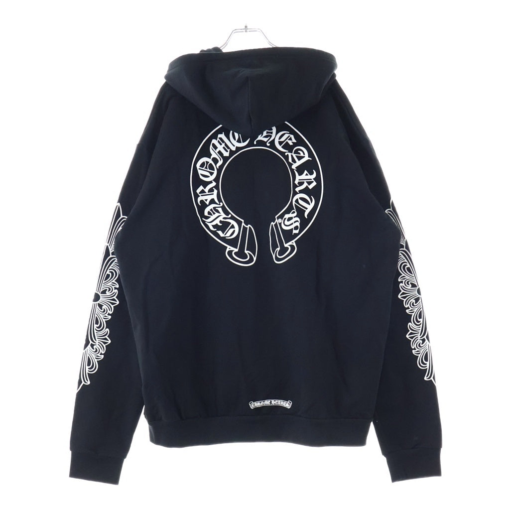 CHROME HEARTS(クロムハーツ) SWTSHRT HD ZIP アームフローラル バックホースシュー プリントジップアップスウェットパーカー フーディー ブラック