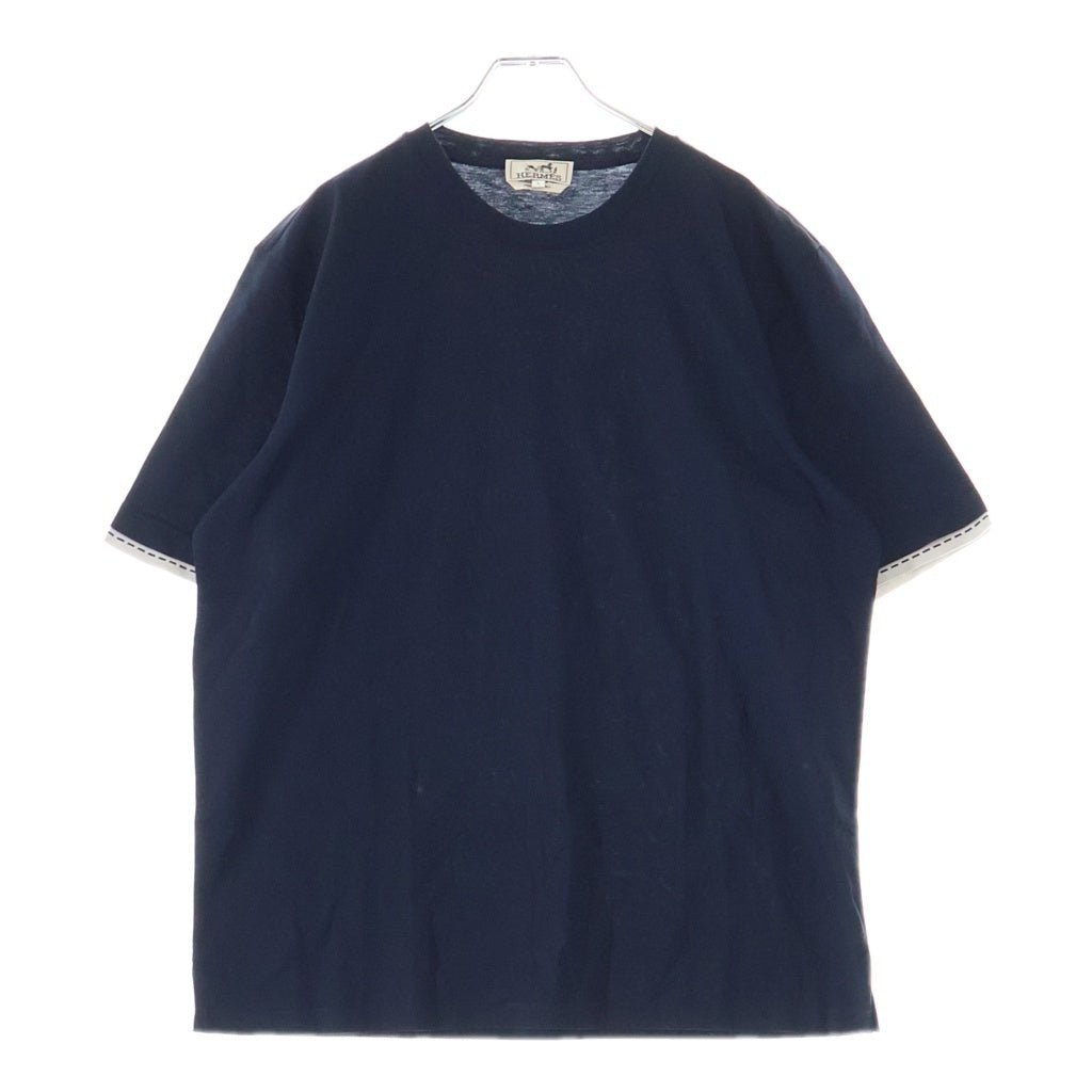 HERMES(エルメス) ディティール セリエ クルーネック半袖Tシャツカットソー ネイビー