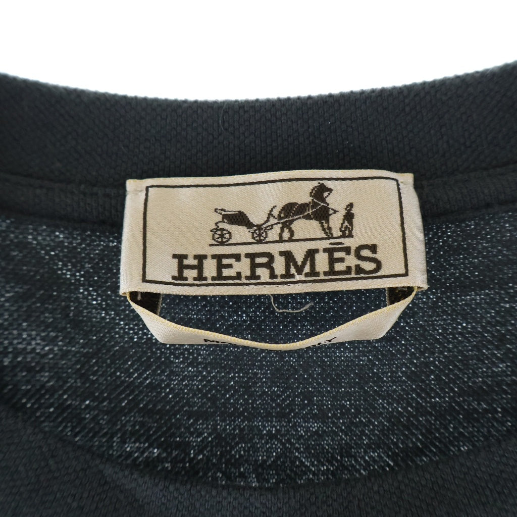 HERMES(エルメス) カシミヤ混 レザーポケット クルーネック半袖Tシャツカットソー グレー