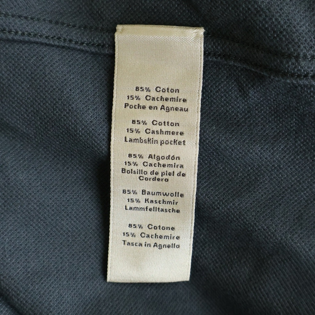 HERMES(エルメス) カシミヤ混 レザーポケット クルーネック半袖Tシャツカットソー グレー