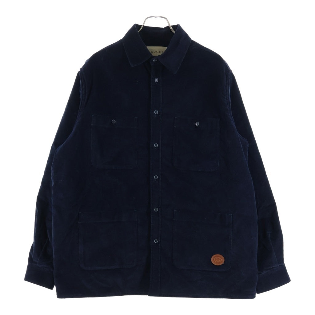 GUCCI(グッチ) ストレッチ コーデュロイ パディングジャケットシャツ ネイビー 625505 Z8ALL