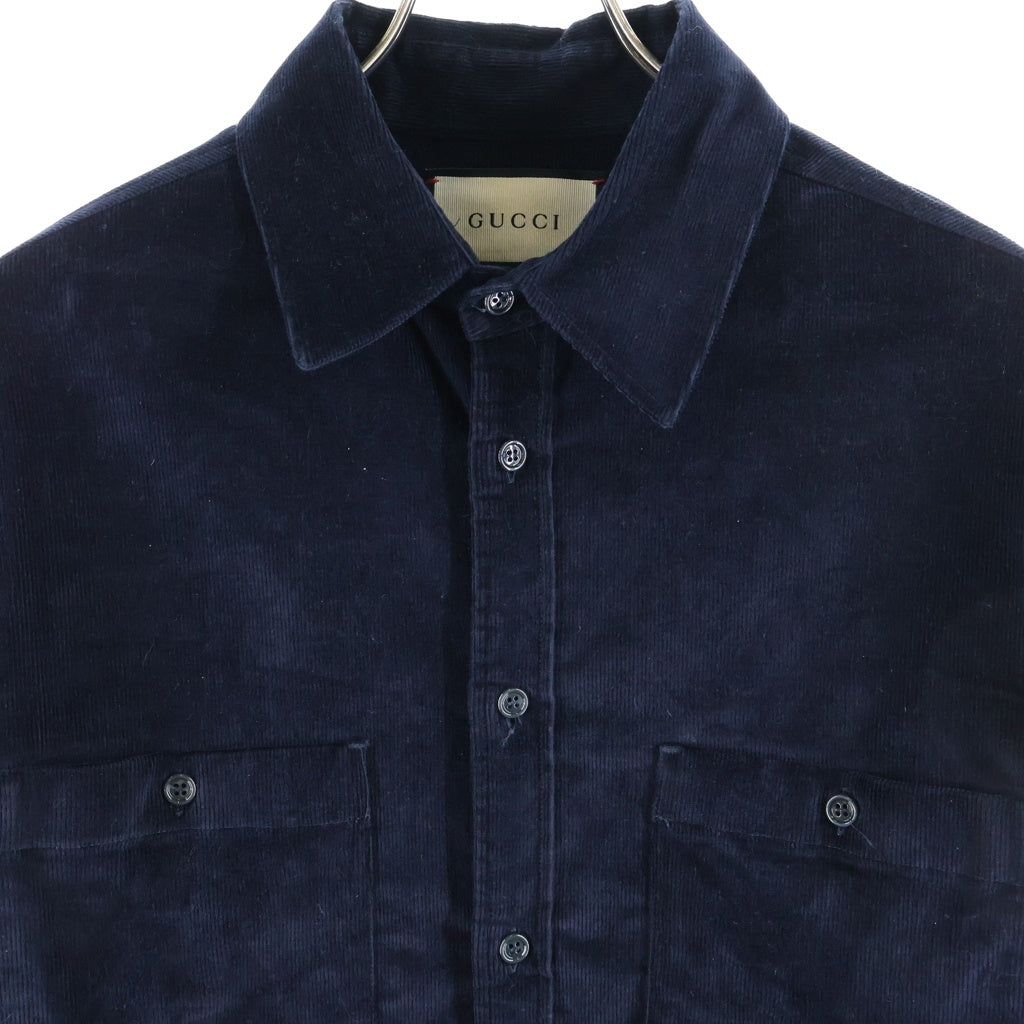 GUCCI(グッチ) ストレッチ コーデュロイ パディングジャケットシャツ ネイビー 625505 Z8ALL