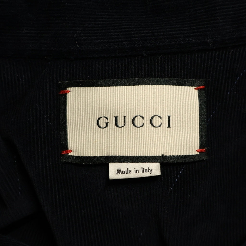 GUCCI(グッチ) ストレッチ コーデュロイ パディングジャケットシャツ ネイビー 625505 Z8ALL