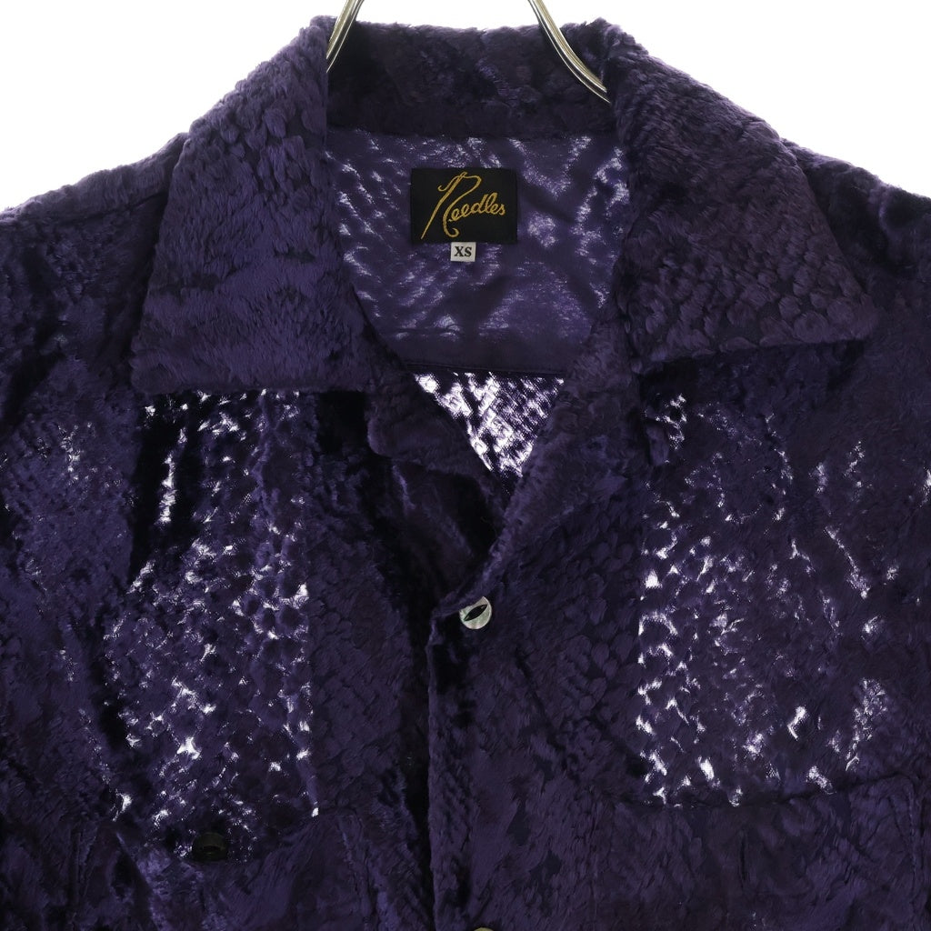 Needles(ニードルス) C.O.B One-Up Shirt Burnout velvet ワンアップ シャツ バーンアウト ベルベット 長袖シャツ パープル JO153