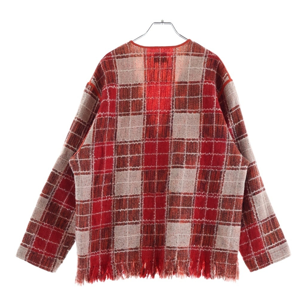 Needles(ニードルス) Fringe Cardigan Wool Plaid フリンジカーディガン RW265 レッド