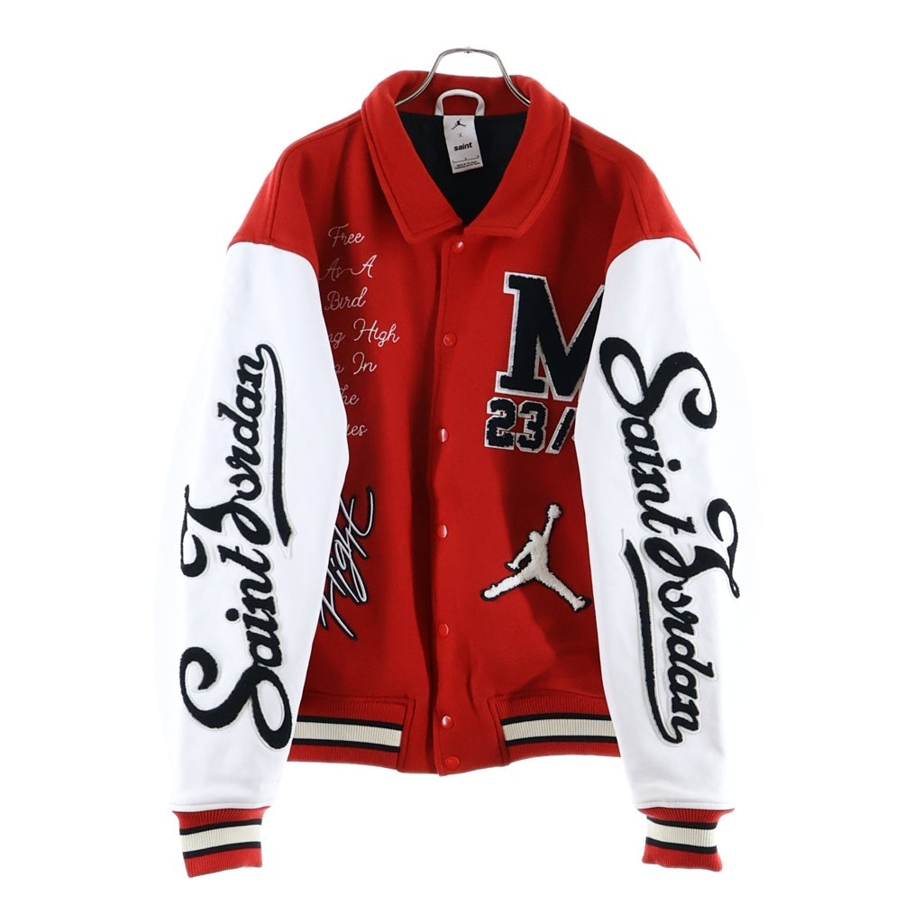 SAINT MICHAEL(セントマイケル) ×JORDAN Varsity Jacket バーシティ ジャケット レッド/ホワイト SM0-MK8-0000-J08