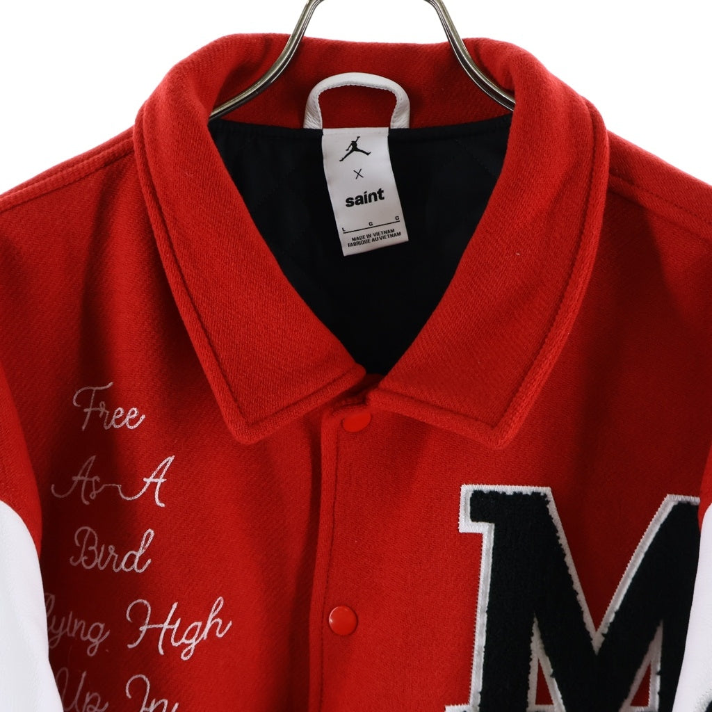 SAINT MICHAEL(セントマイケル) ×JORDAN Varsity Jacket バーシティ ジャケット レッド/ホワイト SM0-MK8-0000-J08