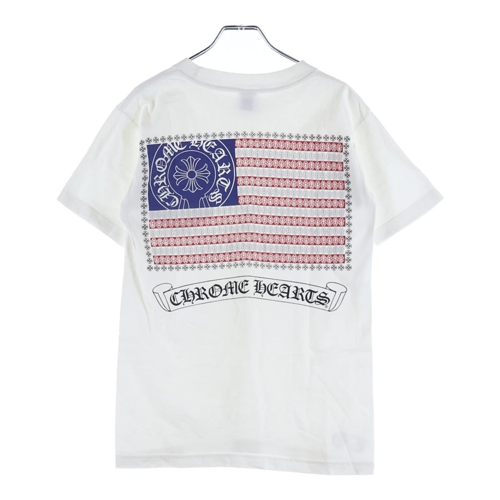 CHROME HEARTS(クロムハーツ) OLD AMERICAN FLAG TEE オールド アメリカンフラッグTシャツ 星条旗 ホースシュープリント 半袖カットソー ホワイト