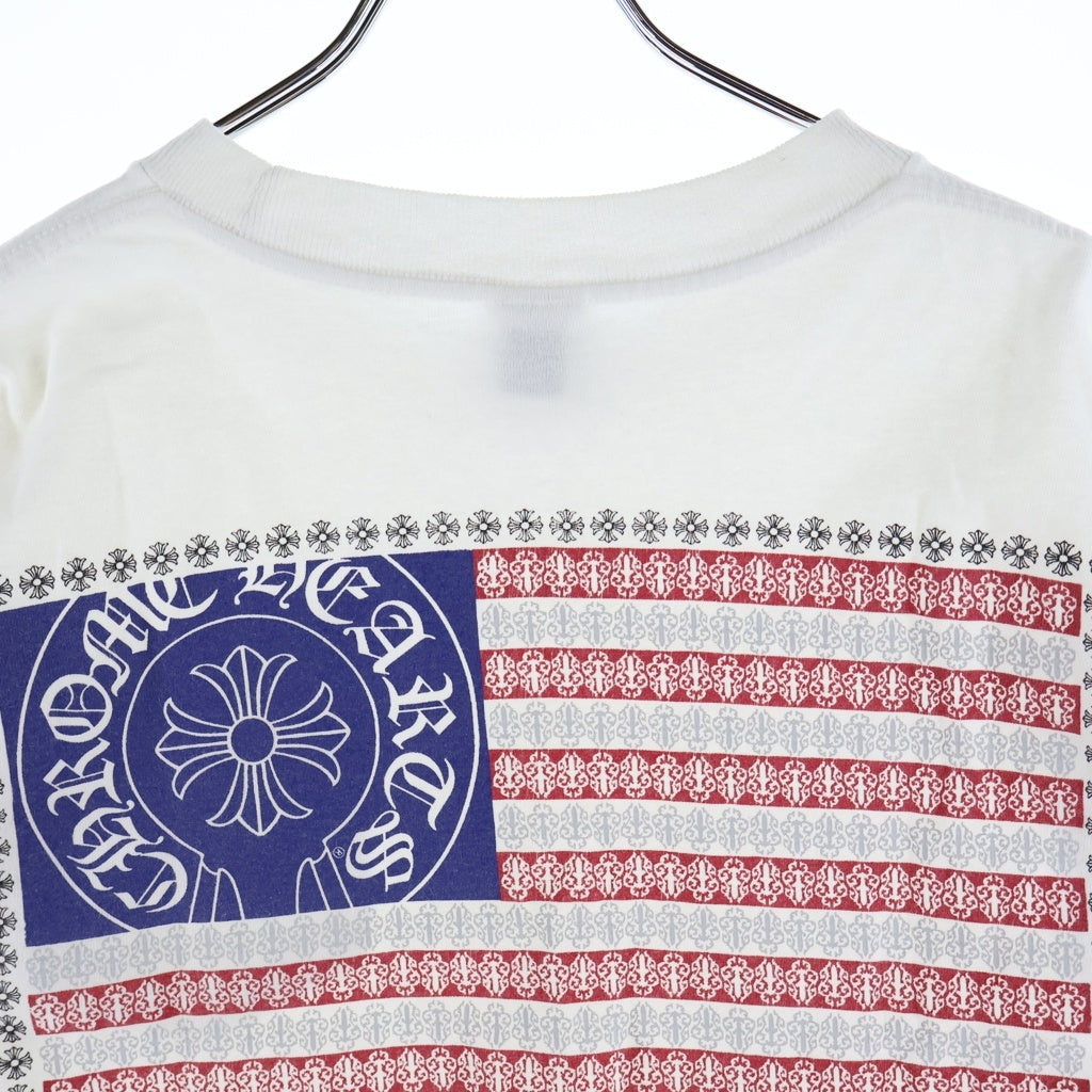 CHROME HEARTS(クロムハーツ) OLD AMERICAN FLAG TEE オールド アメリカンフラッグTシャツ 星条旗 ホースシュープリント 半袖カットソー ホワイト