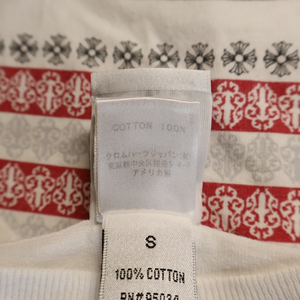 CHROME HEARTS(クロムハーツ) OLD AMERICAN FLAG TEE オールド アメリカンフラッグTシャツ 星条旗 ホースシュープリント 半袖カットソー ホワイト