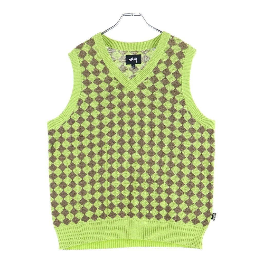 STUSSY(ステューシー) Checker Knit Vest チェッカー ニットベスト グリーン