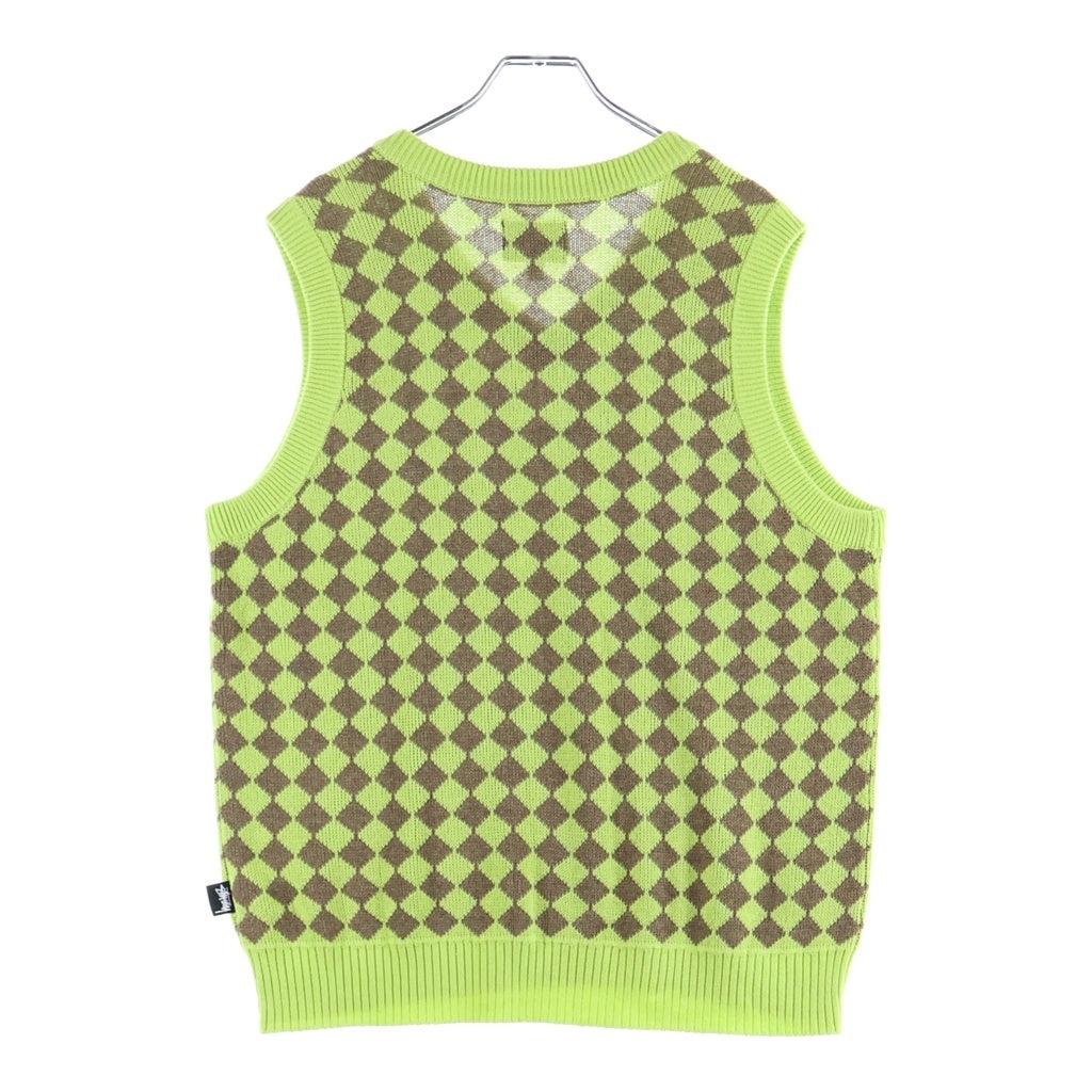 STUSSY(ステューシー) Checker Knit Vest チェッカー ニットベスト グリーン