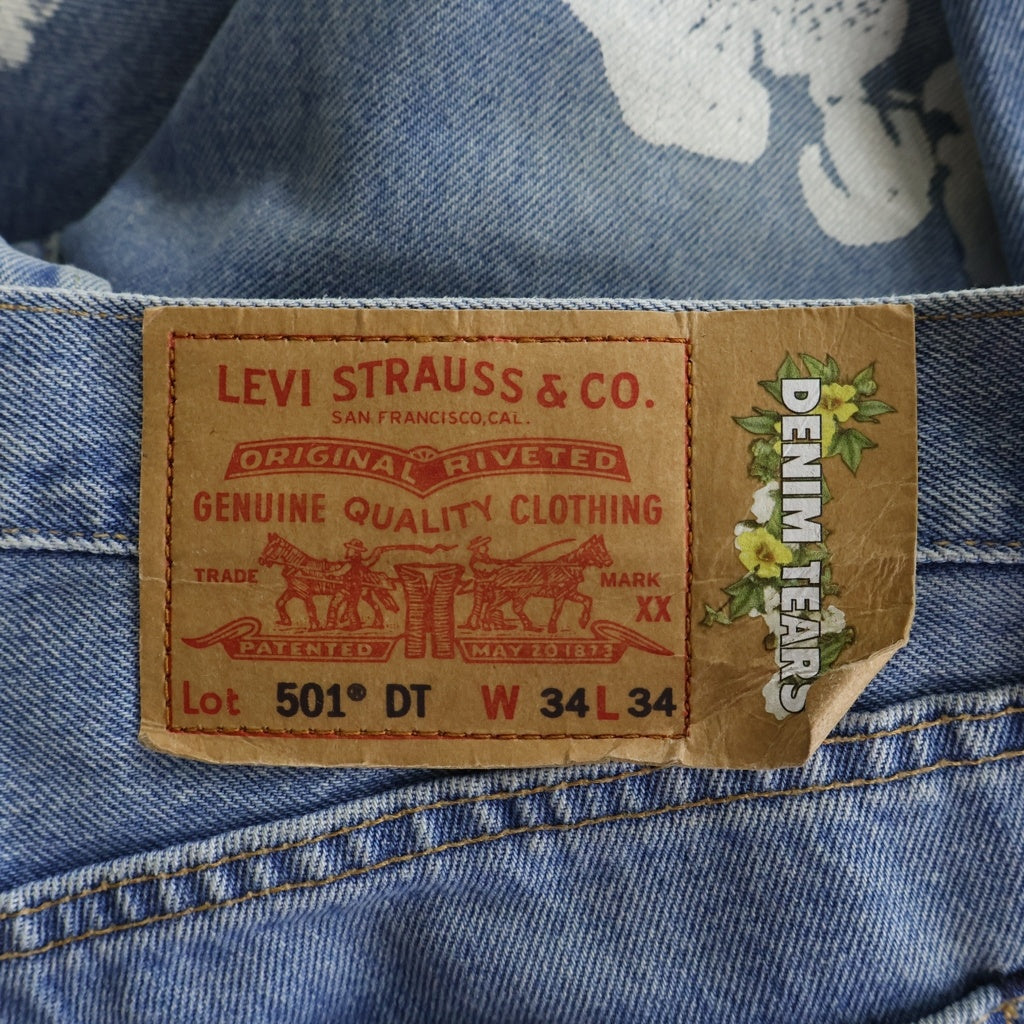 DENIM TEARS(デニムティアーズ) ×Levi's 501 Denim Pants リーバイス501 花柄 チェーンステッチ デニムパンツ ジーンズ インディゴ DT-S22-0000-010