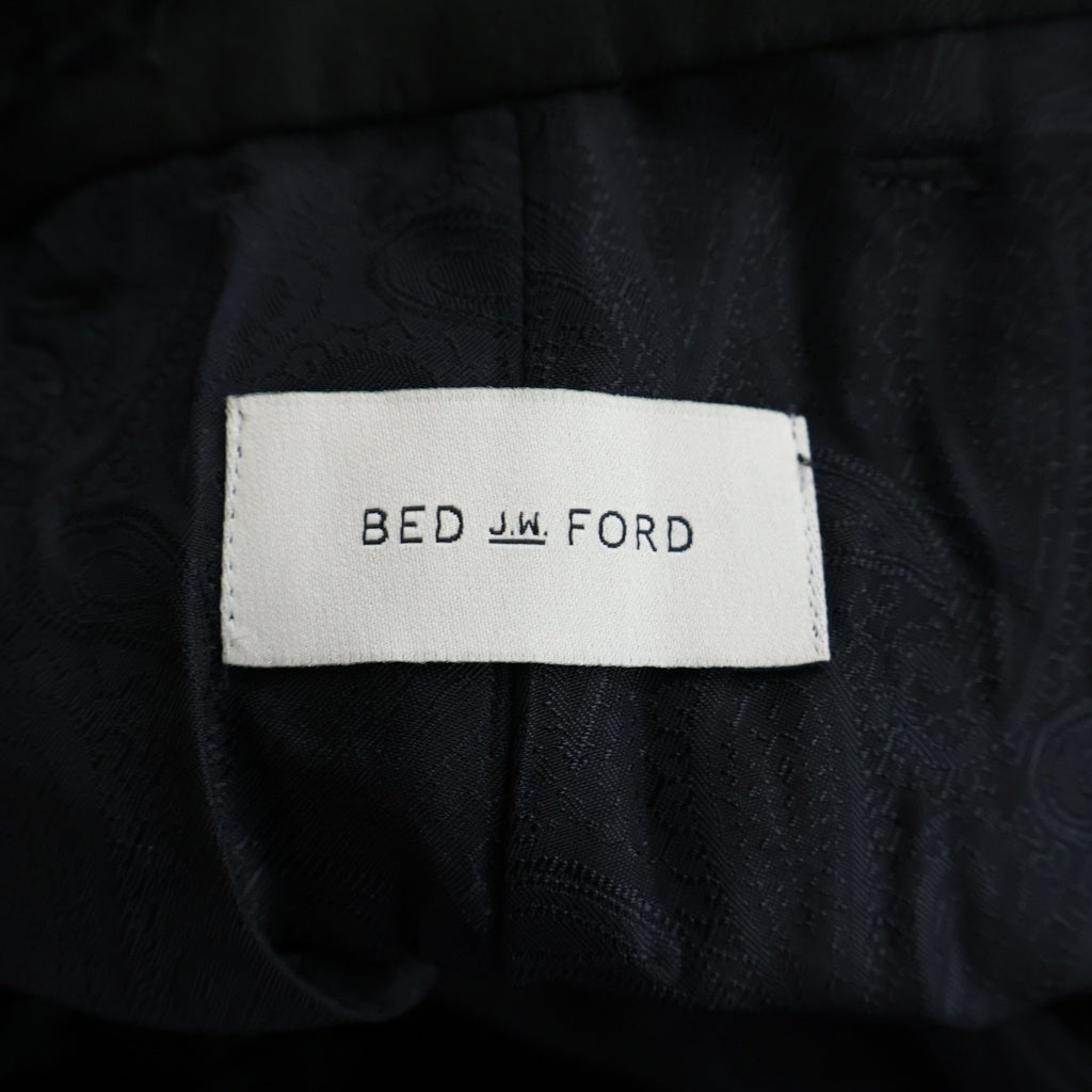 BED J.W. FORD(ベッドフォード) TWO TUCK PANT シルクコットン ネップ スラックス ブラック
