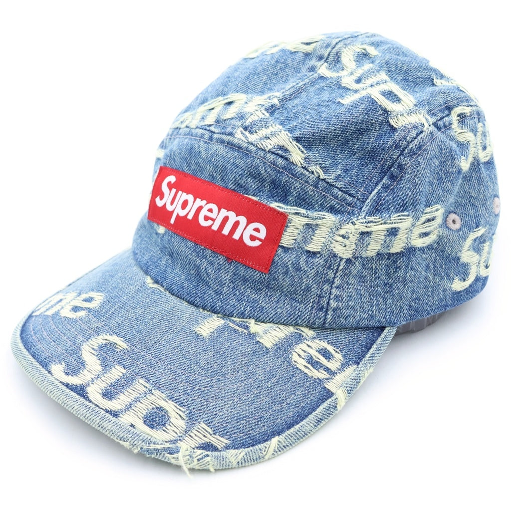 SUPREME(シュプリーム) 21SS Frayed Logos Denim Camp Cap BOX LOGO ボックスロゴ キャンプキャップ インディゴ