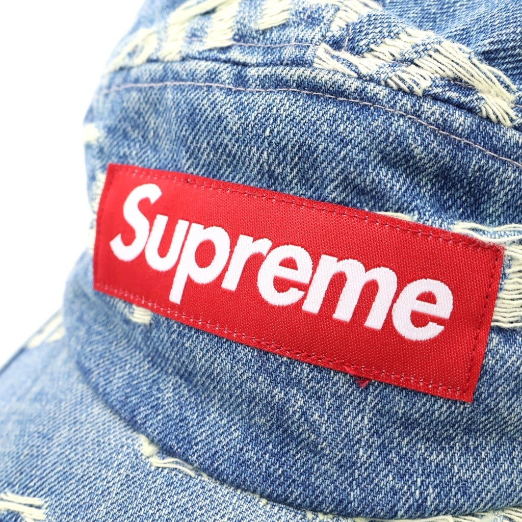 SUPREME(シュプリーム) 21SS Frayed Logos Denim Camp Cap BOX LOGO ボックスロゴ キャンプキャップ インディゴ