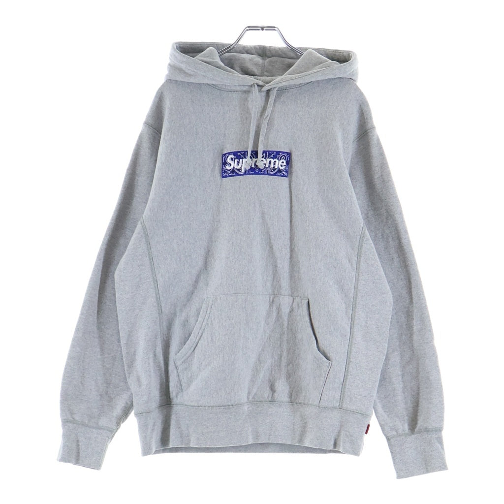 SUPREME(シュプリーム) 19AW Bandana Box Logo Hooded Sweatshirt バンダナ ボックスロゴ プルオーバーパーカー グレー