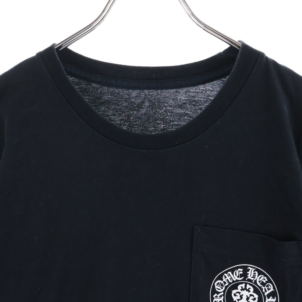 CHROME HEARTS(クロムハーツ) TRIPLE CROSS AMERICAN FLAG USA DAGGER T-SHIRTS アメリカンフラッグ トリプルクロス ダガー ポケット半袖Tシャツ ブラック