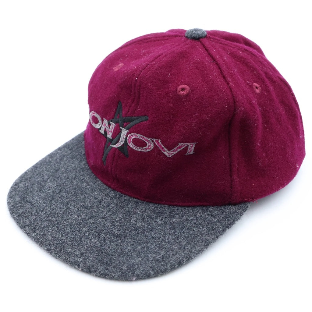 VINTAGE(ヴィンテージ) 90s BON JOVI ウール 2-TONE キャップ ボルドー