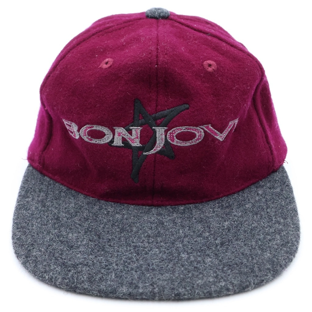 VINTAGE(ヴィンテージ) 90s BON JOVI ウール 2-TONE キャップ ボルドー