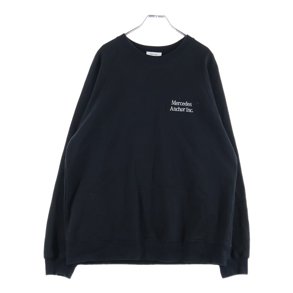 Mercedes Anchor Inc.(メルセデスアンカーインク) Raglan Crew Sweatshirt 胸ロゴ クルーネックスウェット ブラック